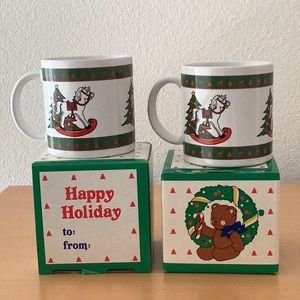 A pair of vintage Christmas mug by Dakin and Company